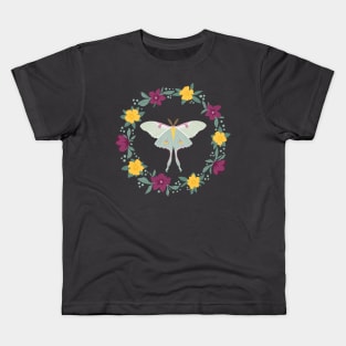 Luna Moth Wreath2 Kids T-Shirt